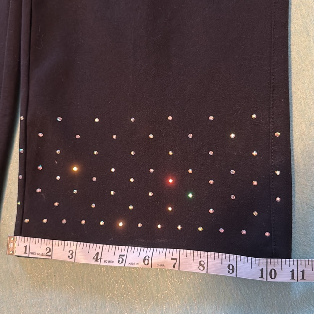 Quacker Factory DreamJeannes Sparkle & Shine Pull-On Gaucho black size L NWOT - Picture 3 of 17